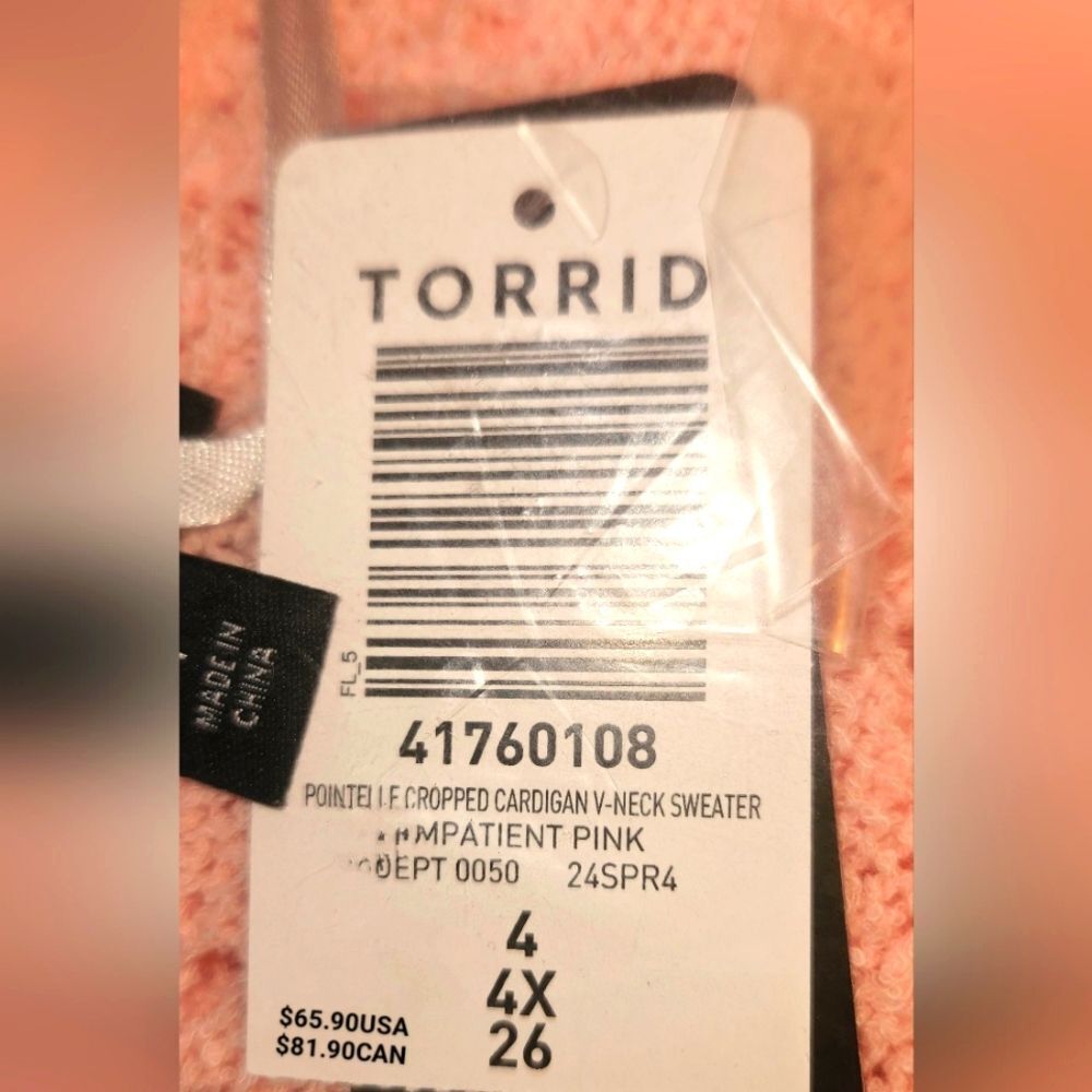 TORRIDβNew Plus Size Pointelle Impatient Pink V- Neck Cardigan Sweater 4X - Picture 13 of 16
